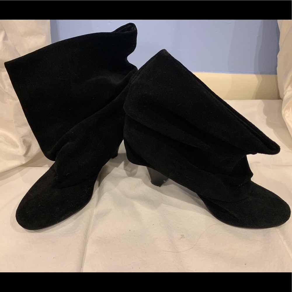 Steve Madden Black Suede Foldover Booties